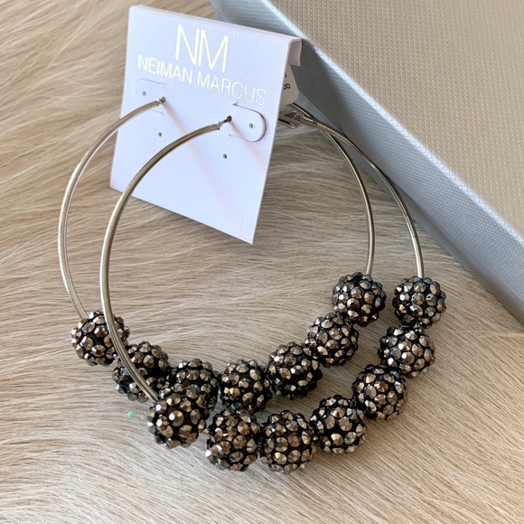 Fragment Jewelry - Fragment BIG gunmetal crystal ball hoop earrings